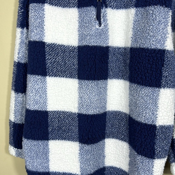 Boxercraft Buffalo plaid Navy Blue Sherpa Oversized Pullover Women's Size XL - Picture 6 of 6